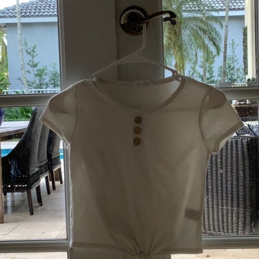 SHEIN white button cowgirl crop top